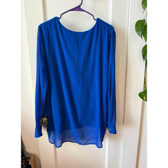 Calvin Klein women’s size large blue long sleeve blouse - Picture 6 of 8